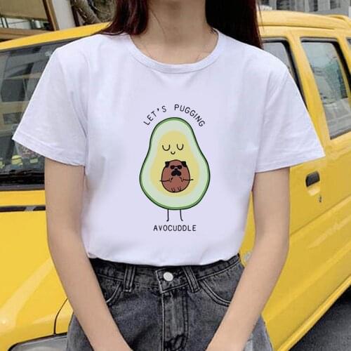 Lovely Cute Avocado women summer t-shirt Funny Print short sleeve t-shirt Kawaii Cartoon Graphic Tshirts Girls Tops Tees Female