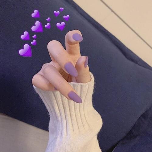 Long Fake Nail Matte Rounded Artificial Press On With Jelly Glue Full Cover Stylish Daily Finished Nail Art False