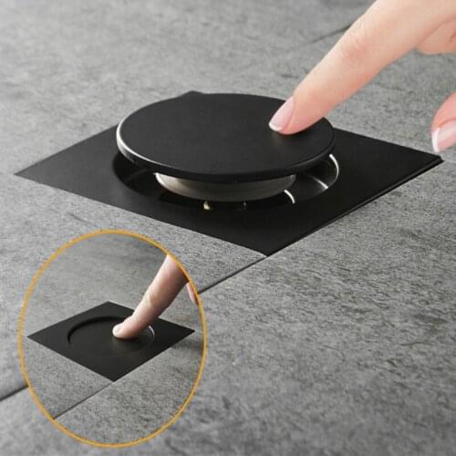 Floor Drain Brass Square Floor Drain-Floor Cover Shower Room Push Down Drain Plug Anti-odor Bath Shower Drain