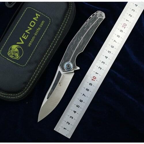 VENOM Kestrel New M390 Steel Outdoor Folding Pocket Knives EDC Tool Titanium Carbon Fiber Handle for Gift Collections