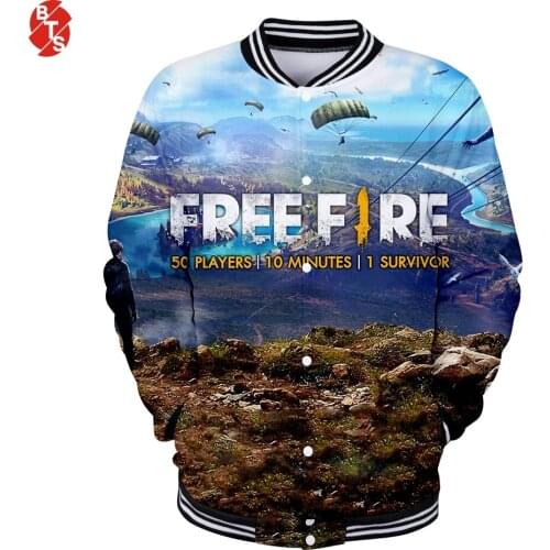 Popular Game Free Fire 2018 3D Printed Baseball Jackets Women/Men Long Sleeve Trendy Streetwear Jackets Casual Baseball Jackets