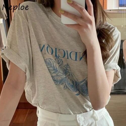 O Neck Pullover Short Sleeve T Shirt Women Letter Print Casual Cotton Tees Summer 2021 New Good Quality Ladies Top Simple