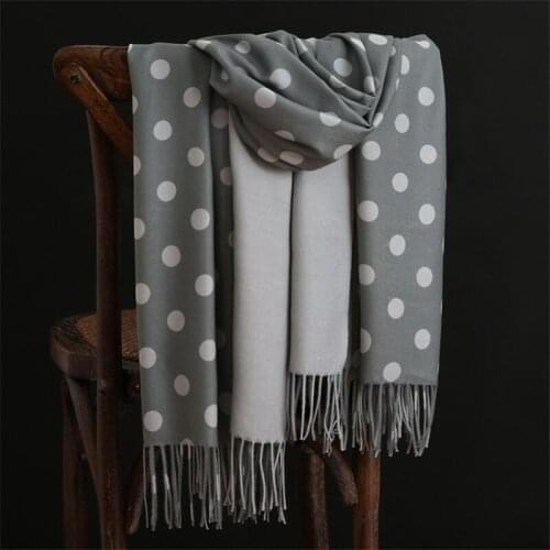 New arrival fashion temperament ladies high quality knit soft warm thick long scarf women tassel outdoor sweet shawl Dot pattern