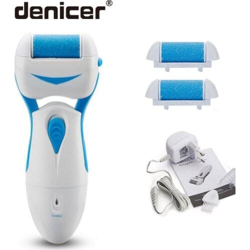 Blue Electric Machine File for Feet Heels Callus Removal Foot Care Tool with 2 Extra Sholl Roller Heads