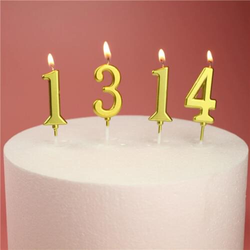 Number Birthday Candles 1 2 3 4 5 6 7 8 9 0 Gold Sliver Kids Birthday Candles for Cake Party Supplies Decoration Cake Candles