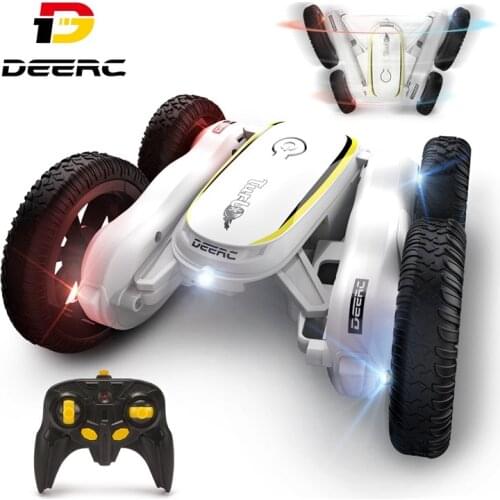 DEERC RC Stunt Cars Remote Control Car 2.4G 4WD Demo Mode Music Led Lights Control 360° Rotating Toy Gifts for Boys Girls DE38