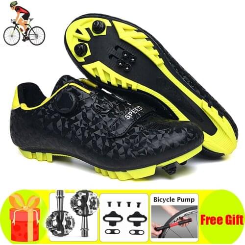 Self-locking Sapatilha Ciclismo MTB Cycling Shoes Professional Outdoor Athletic Racing Bike Bicycle Shoes SPD Cleated pedals