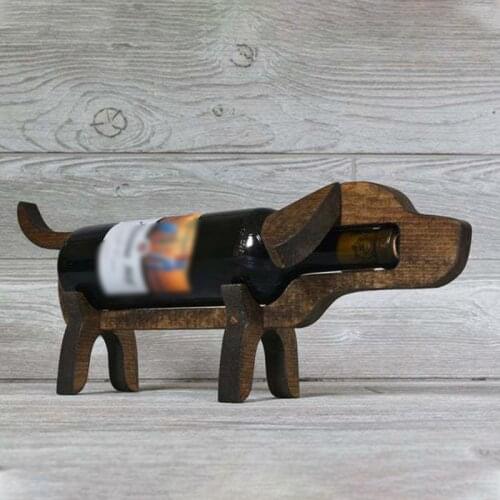 Wine Holder Wooden Beagle Wine Rack Wine Bottle Holder Bar Stand Bracket Figurines Piggy Ornament Animal Wine Rack Craft Decor