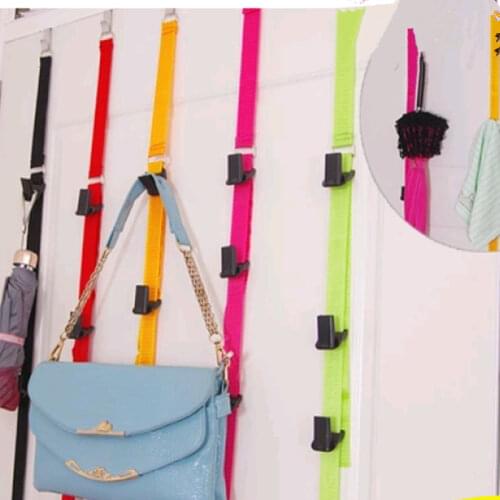 High Quality Multi-functional Adjustable Over Door Straps Hanger Hat Bag Coat Clothes Rack Organizer Hooks,Free shipping