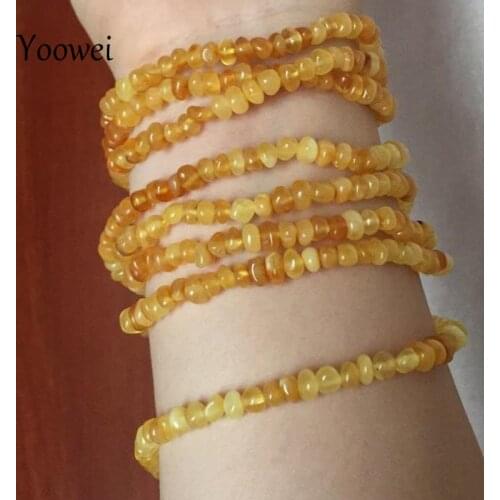 Yoowei Women Amber Necklaces Genuine Original Beads Long Sweater Chain Necklace 100% Real Baltic Natural Amber Jewelry Wholesale