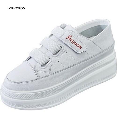 Promotion 2020 New Spring Autumn White Shoes Platform Increased Shoes Women Sneakers Shoes Genuine Leather Fashion Casual Shoes