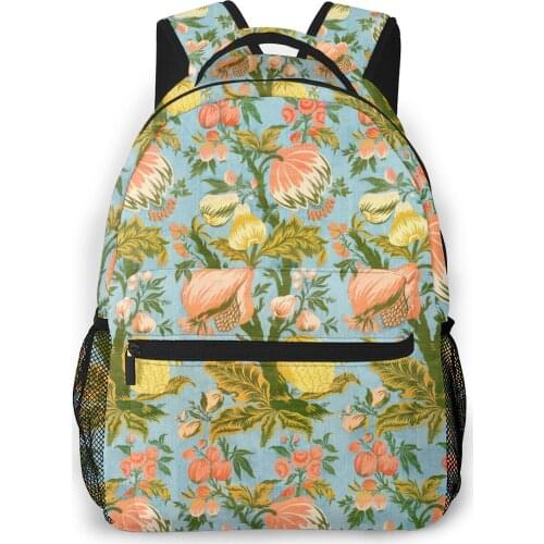 Women Backpack Kids School Bag for Teenage Girls Vintage Blue Floral Female Laptop Notebook Bagpack Travel Back Pack 2021