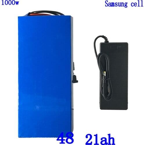 48V 1000W battery 48v 21ah lithium battery pack 48V 21AH electric bike battery use samsung cell with 30A BMS+54.6V 2A charger