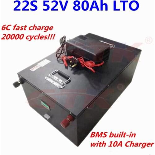 2pcs LTO 22s 52v 80ah Lithium Titanate battery pack BMS 22S for solar system energy storage +10A Charger