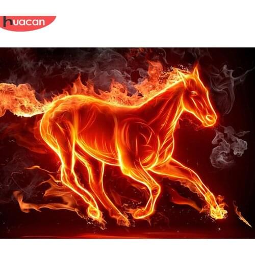 HUACAN Diamond Painting New Arrival Horse Fire Home Decor Mosaic Animal Embroidery Fantasy Diamond Art