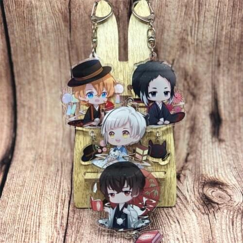 Anime Bungo Stray Dogs Keychain Badge Nakajima Atsushi Dazai Osamu Cosplay Acrylic Key Chain Pendant Keyring