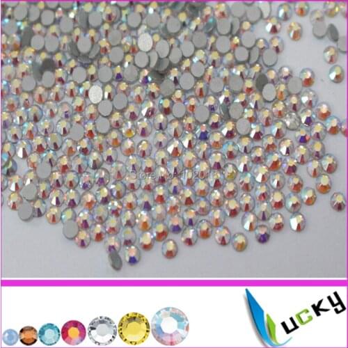 Free Shipping ss16 1440pcs/bag Crystal AB Color Flatback non hotfix rhinestone Nail art Strass beads For DIY