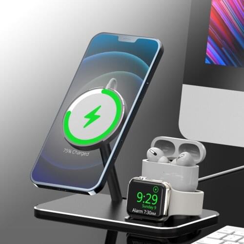 Wireless Charging Station Stand For Apple Magsafe To iPhone 12 Pro Max Mini &Apple Watch i-Watch Wireless Charge Pad dock holder