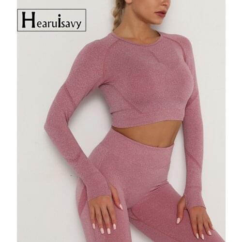 Seamless Running Crop Tops Women Long Sleeve Fitness Yoga Shirts Gym Workout Vital Sports Shirts With Thumb Hole Sportswear