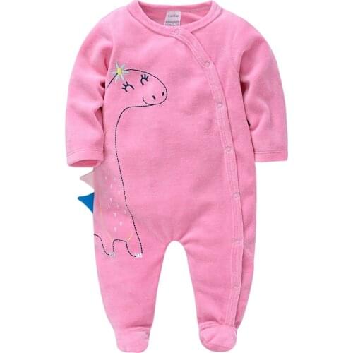 KAVKAS Newborn Baby Girl Rompers Long Sleeve Winter Warm Velvet Pajamas Cute Cartoon Design Toddlers Costumes
