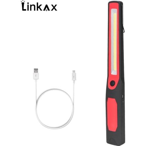 COB LED Working Inspection Flashlight USB Charging Magnetic Hook Torch Penlight Pocket Lanterna For Car Repairing Camping