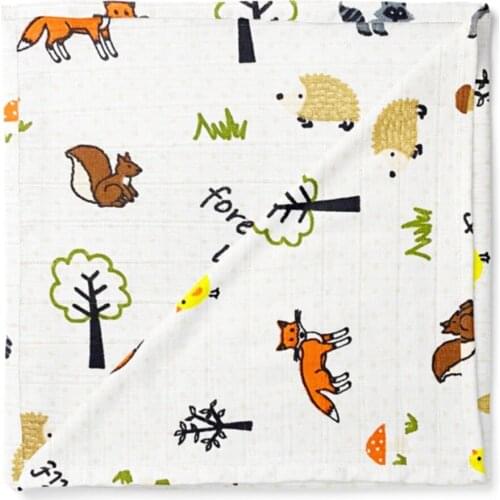 Baby Müslin Fabric Forest Friends Orange