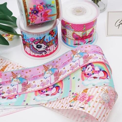 DIY Cartoon Unicorn Printed Grosgrain Ribbon For Craft Supplies Sewing Accessories 5 Yards, Planar Resins Mold 10 Pieces. 46895