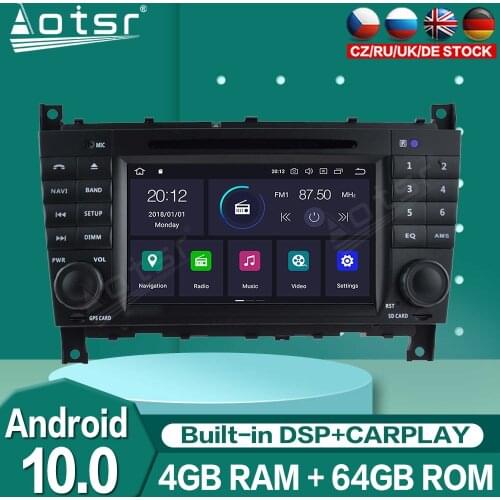 For Mercedes-Benz C-Class W203 2004 2005 2006 2007 Android 10 Audio Radio Carplay Car Multimedia Player GPS Navi Stereo Recorder
