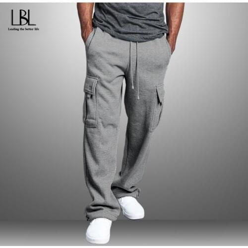 New Mens Side Pockets Cargo Harem Joggers Solid Pants Men Tactical Casual Harajuku Streetwear Sweatpant Trousers Male Loose Pant