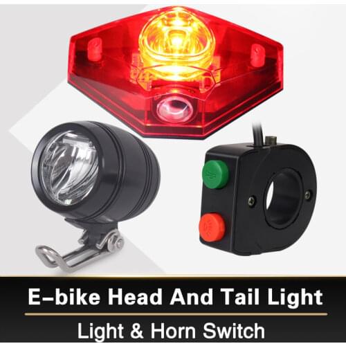 Ebike Flashlight Bicycle Light Electric Bike Lantern Horn Set Rear LED Light 6V 12V 24V 36V 48V 60V 72V Bafang Ebike Accessories