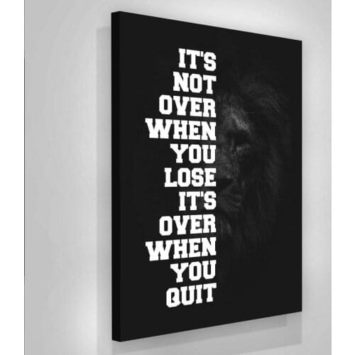 HD Office Decor Wall Art Painting Prints Wild Animal Black Loin Picture Its Not Over When You Lose Prints Poster Inspiring Words