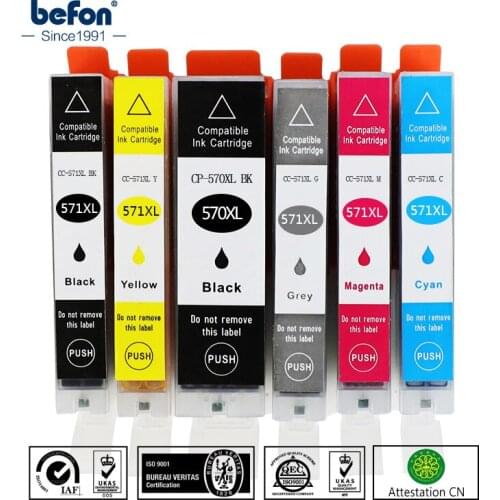 Befon Cartridges X6 Replacement for Canon PGI-570 CLI-571 PGI570 CLI571 PGI 570 CLI 571 XL Ink Cartridge For MG7750 7751 6850