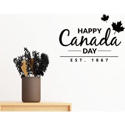 Maple Leaf Happy Canada Day 4th Of July Slogan Removable Wall Sticker Art Decals Mural DIY Wallpaper for Room Decal