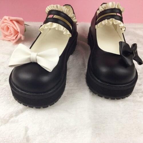 Lolita Japanese soft sister thick bottom flat platform retro sweet lace princess comfortable round head girl shoes college style