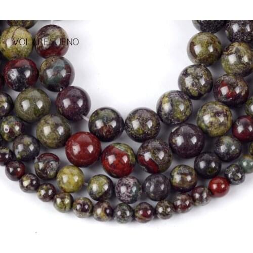 Natural Dragon Blood Stone Round Loose Beads For Jewelry Making 4-10mm Spacer Beads Fit Diy Bracelet Necklace 15‘’ Strand