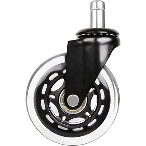 2.5Inch/3Inch PU Universal Wheel Circlip Caster Black Strong Load Bearing Transparent Wheel Office Chair Silent Wheel Sale