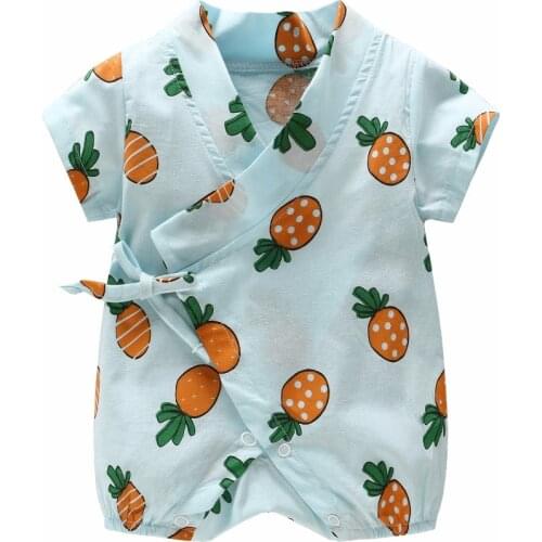 6-18M Baby Girls Clothes Baby Super Soft Belt Short Sleeves Fruit Print Infant Jumpsuits Baby Underwear Costumes Baby Bodysuits