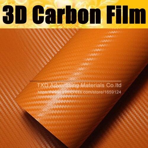 127X30CM Orange Carbon Fiber Vinyl Film Car Sticker Decal DIY 3D Car Styling Decorative roll sticker for Mobile Phone Laptop