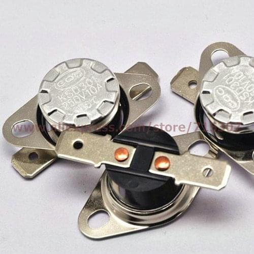 PHISCALE 5pcs Temperature Switch KSD301 thermostat switch 100C degree 10A 250V Normal Open Thermal Protector