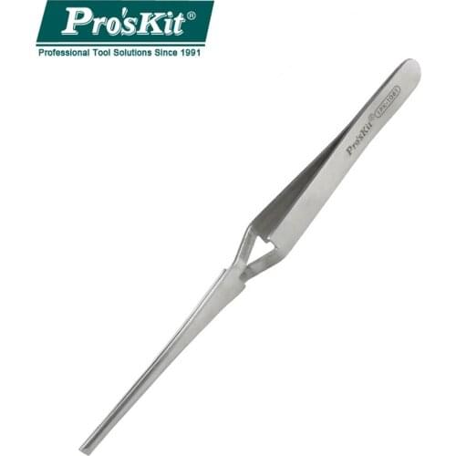 ProsKit 1PK-108T Multifunction Stainless Steel Rebound Tweezers Self-Gripping (165MM) Reverse Action Precision Tweezer