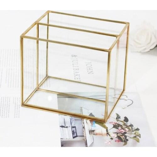 Clear Glass Makeup Organizer Cosmetic Storage Box Makeup Powder Box Desktop Women Lipstick Holder Makeup Brushes Organizer