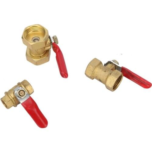 Garden Water Valve 1/8" 3/8" 1/2" Female to Female BSP Thread With Red Lever Handle Garden irrigation Copper Switch Joint