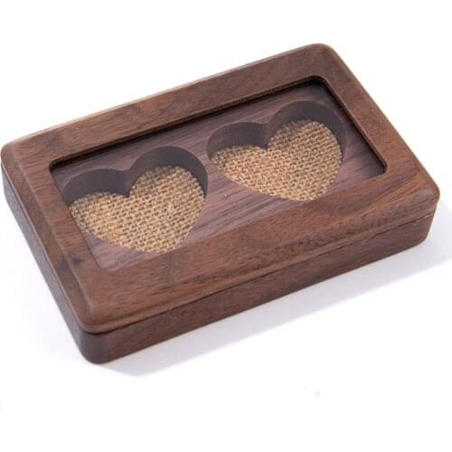 1pc Walnut Wood Jewelry Box Engagement Wedding Ceremony Ring Storage Proposal Portable Ring Holder Rustic Wedding Ring Box