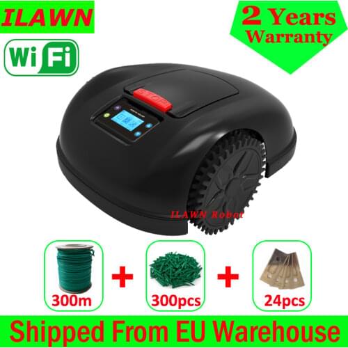 Gyroscope Navigation Smartphone WIFI APP robot gräsklippare E1600T with 13.2ah Batttery +300m wire+300pcs pegs+20pcs blades