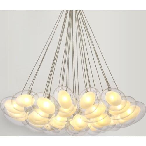 Modern Led oval egg glass ball Pendant Light 90-265V Clear Glass Led Suspension Lamp bar dining room hanging light