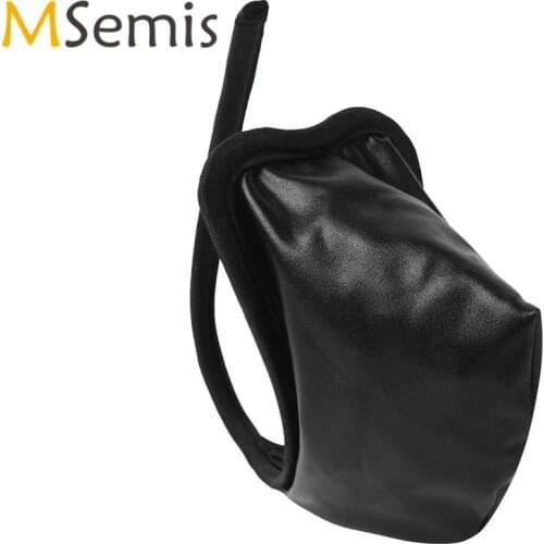 Mens C String Bikini Thongs Men Invisible Panties Lingerie Leather C-string Gay Underwear Crotchless Panty with Bulge Pouch Male