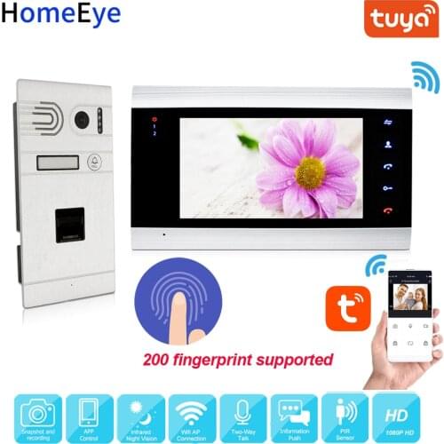 TuyaSmart App Remote Unlock WiFi IP Video Door Phone 1080P HD Video Intercom System Access Control Fingerprint Motion Detection