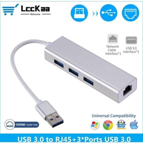 LccKaa USB Ethernet USB 3.0 to RJ45 HUB for Xiaomi Mi Box 3/S Set-top Box Ethernet Adapter Network Card USB 10/100/1000 Lan