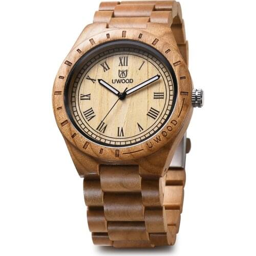 Uwood Wooden Watch for Men Luxury Vintage Quartz Watch Eco-friendly Natural Men Wooden Watch
