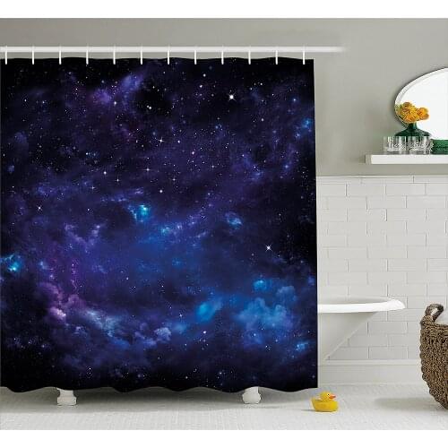 Sky Shower Curtain Space Illustration Night Time Universe Stars and Nebulas Distant Parts of Galaxy Bathroom Waterproof Curtains